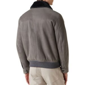 Men’s Classic Gray Bomber Jacket in Suede Leather