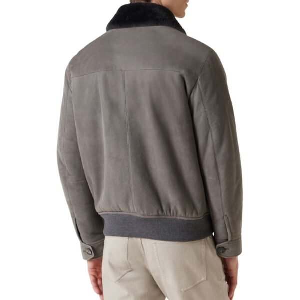 Men’s Classic Gray Bomber Jacket in Suede Leather