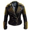 gold studded leather jacket