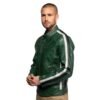 Green Leather Stripe Jacket for Men