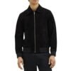 Men's Black Suede Bomber Jacket