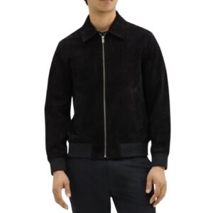 Men's Black Suede Bomber Jacket