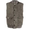 Men’s Gray Suede Puffer Bomber Vest