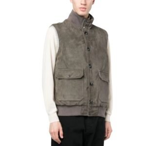 Stylish Sleeveless Suede Jacket in Gray for Men