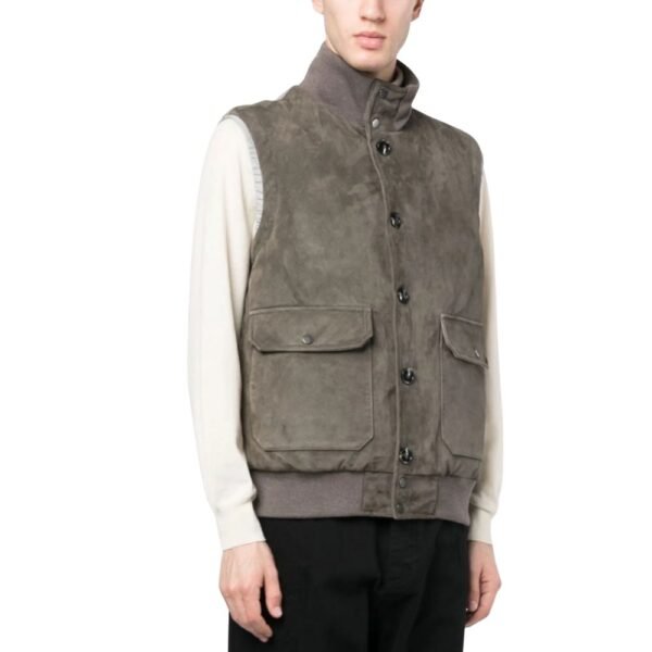 Stylish Sleeveless Suede Jacket in Gray for Men