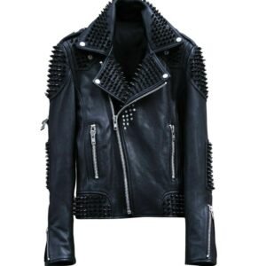 leather jacket spiked shoulder