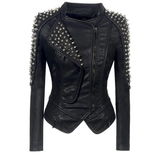 plus size studded leather jacket