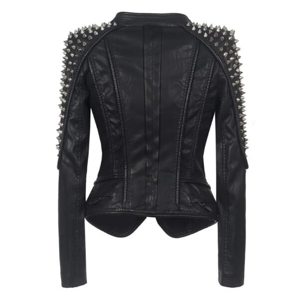 ladies studded leather biker jacket