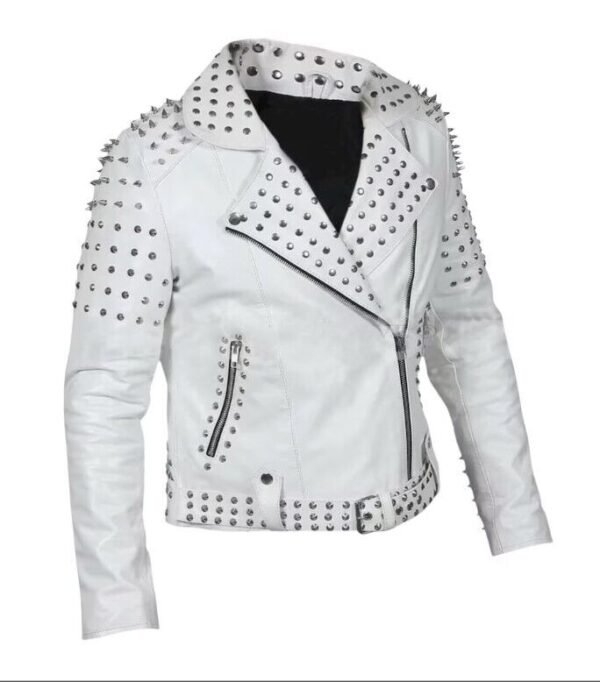 plus size women punk studded leather jacket