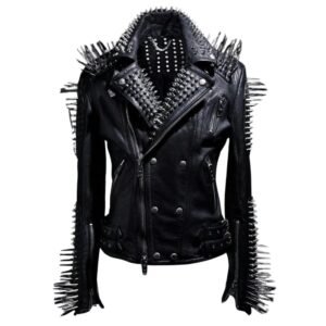 leather biker jacket with spikes