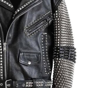 black leather spiked jacket