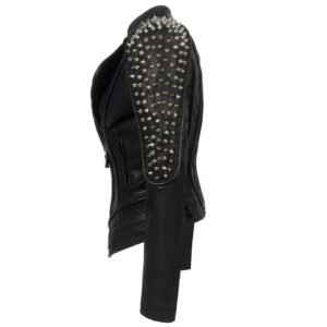 cropped studded leather jacket