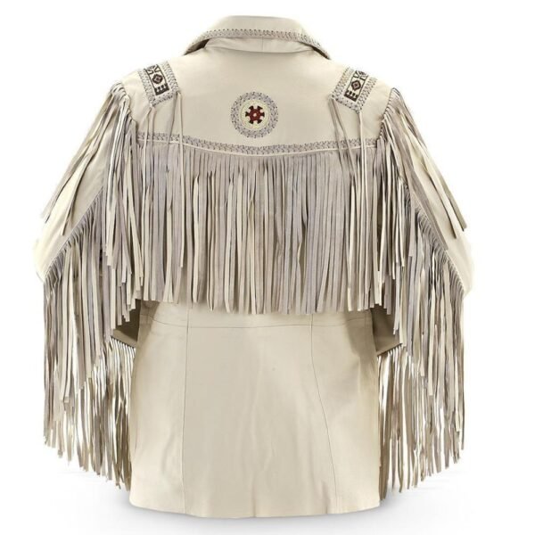 mens white leather jacket with fringe