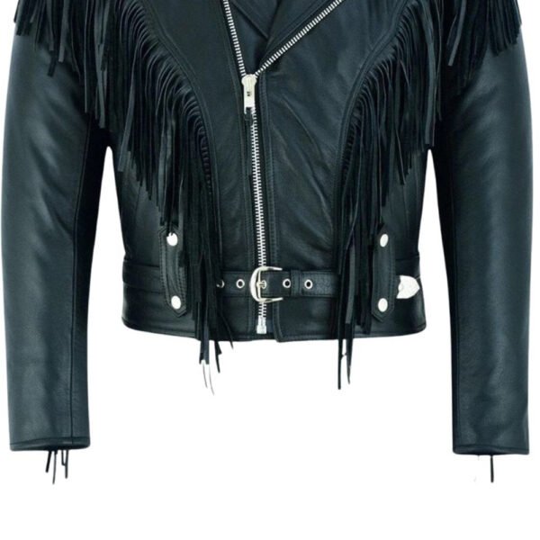 black leather fringe jackets