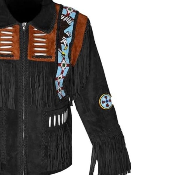 roper black leather western jacket