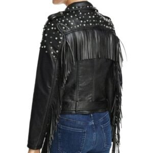 studded fringe denim jacket