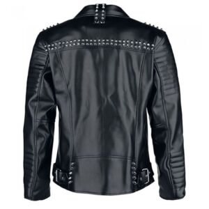 mens leather studded biker jacket