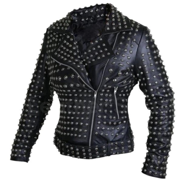 black and white studded leather jacket