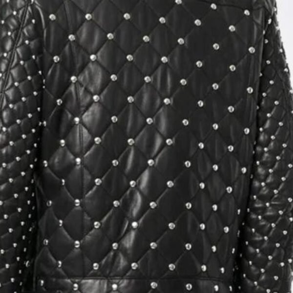 black and white studded leather jacket