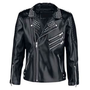 mens studded leather biker jacket