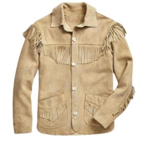 mens leather fringe jacket western