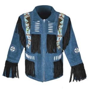 genuine suede leather fringe jacket