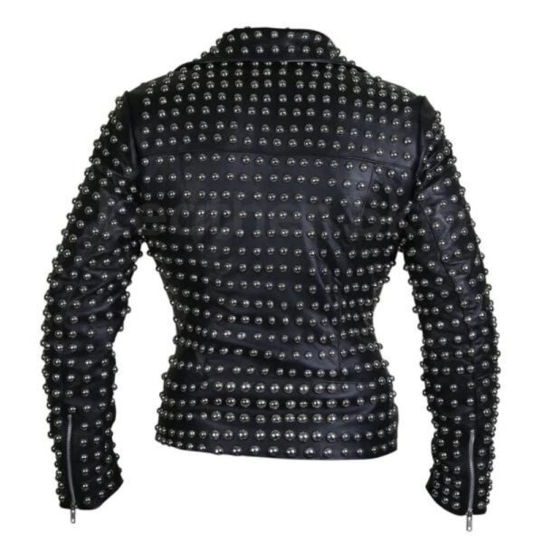 black studded leather jacket womens