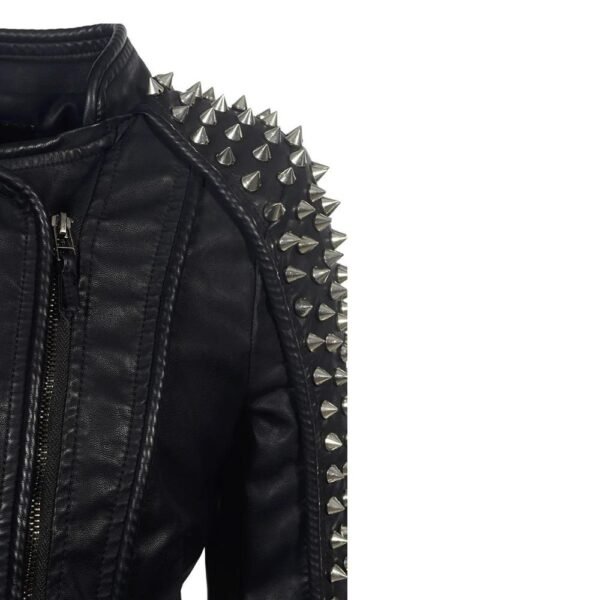 leather studded jacket womens