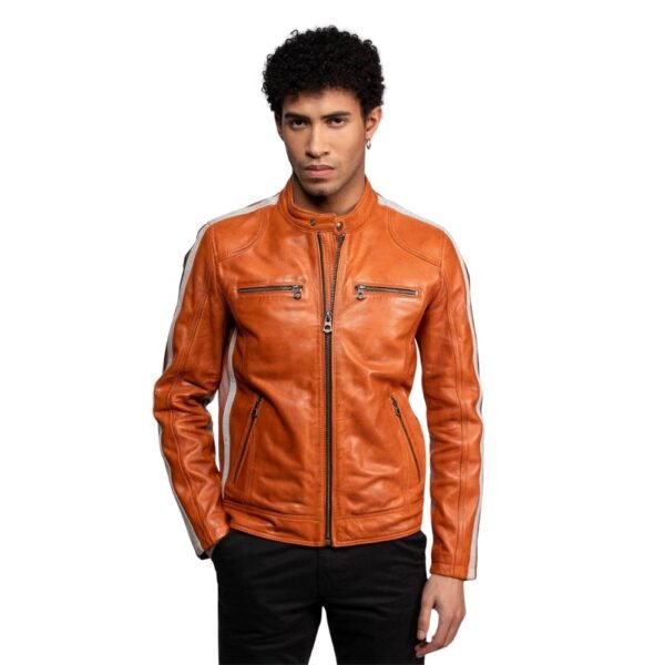 Vintage-Style Men’s Leather Jacket in Distressed Finish