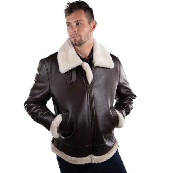 B3 leather jacket with faux shearling fur