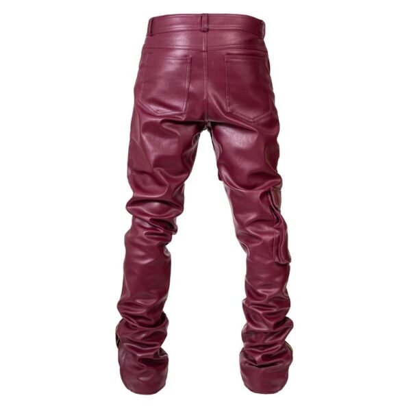 Cargo red leather pants for men