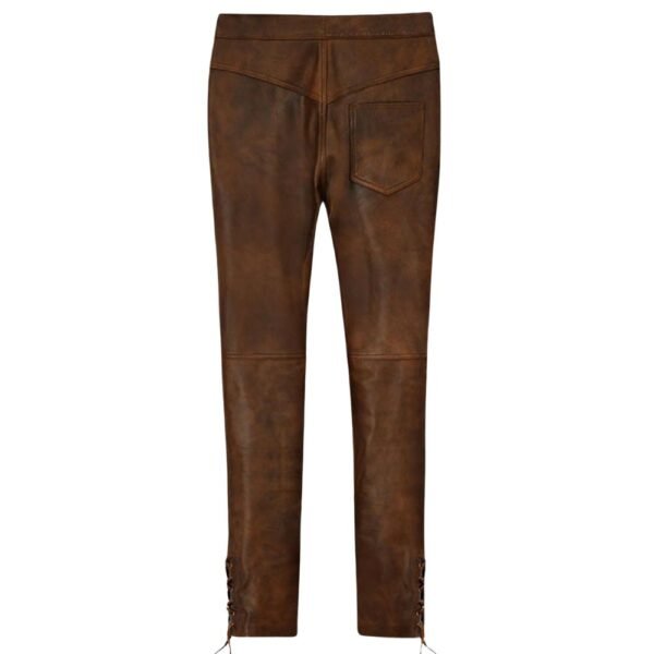 Distressed brown mens leather pants