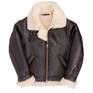 Flying aviator b3 bomber brown leather sherpa jacket