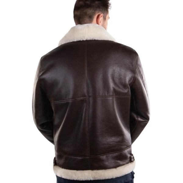 Sheepskin leather jacket with faux shearling fur