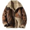 stylish wax leather and sherpa jacket