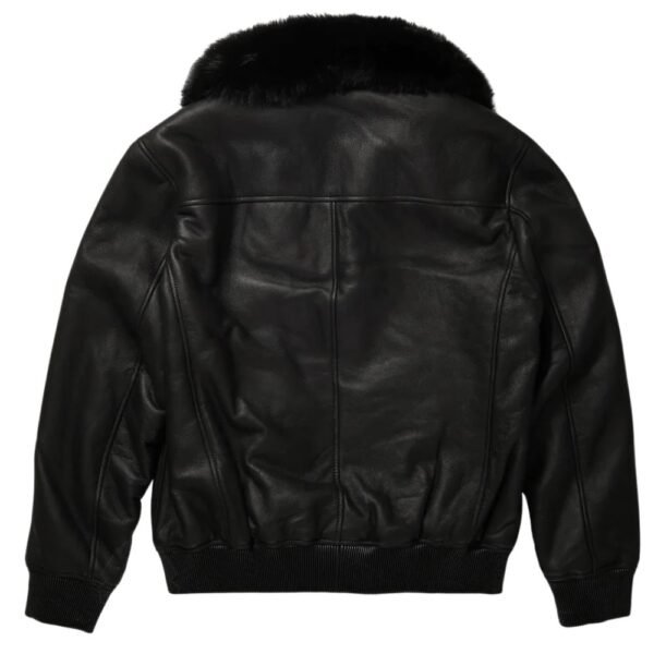 b3 black leather jacket with black fur