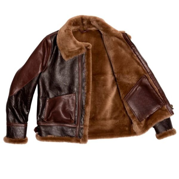 b3 bomber leather jacket with faux shearling