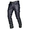 black fashionable cargo leather pants