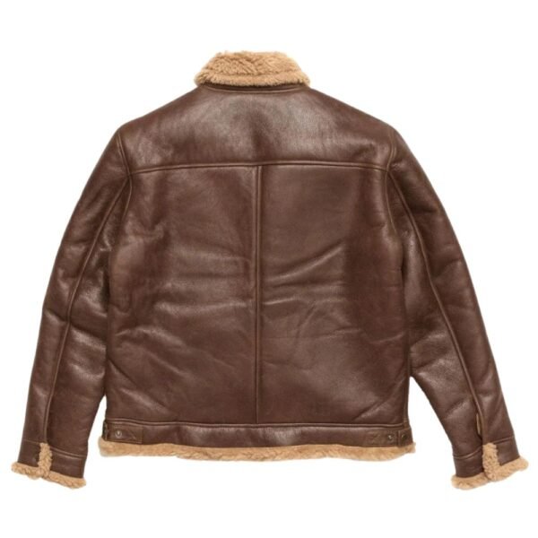 bomber style leather jacket with sherpa linning