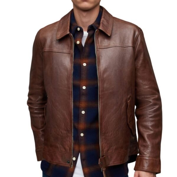 brown leather bomber jacket for men