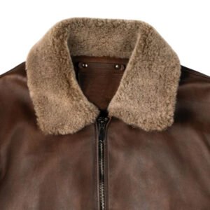 brown leather bomber jacket with fur collar