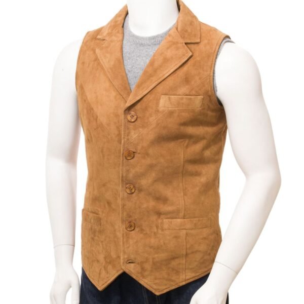 Brown suede vest for men