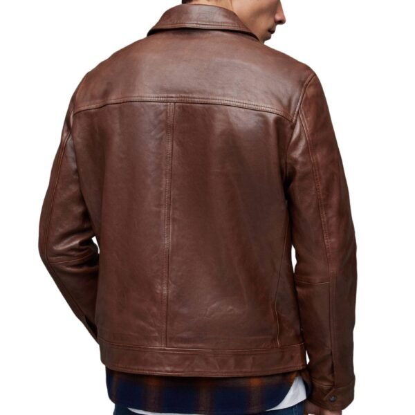 classic Brown Leather Bomber Jacket for Men