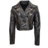 cropped black leather jacket for women