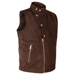 Dark Brown mens suede leather vest