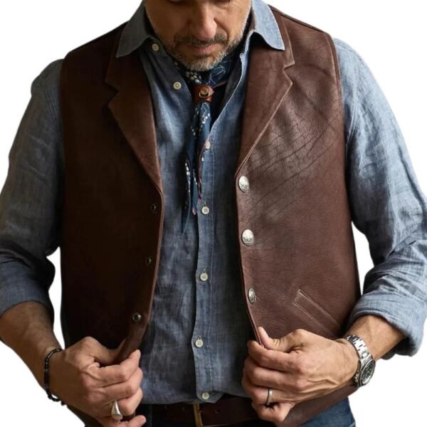 fashionable men's leather vests western