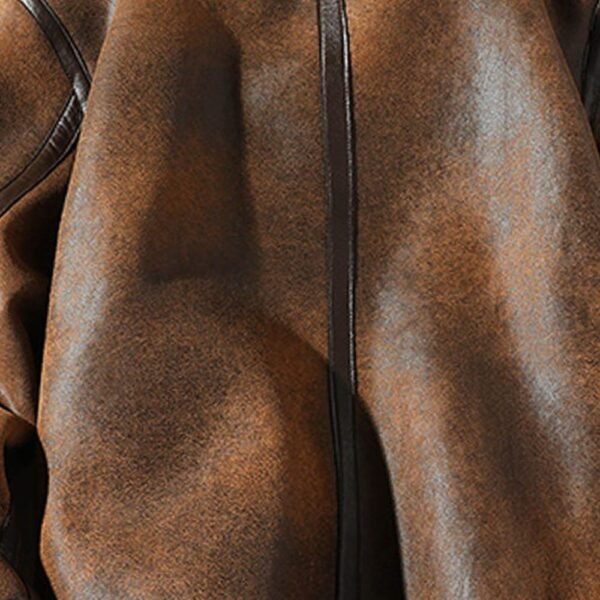 fashionable wax leather and-sherpa bomber jacket