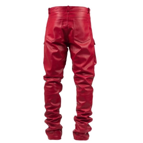 genuine red leather cargo pants