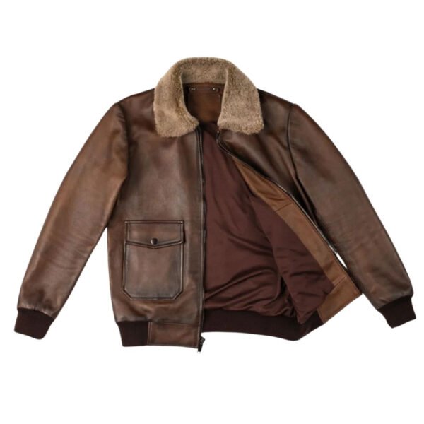 lambskin leather bomber jacket with fur collar