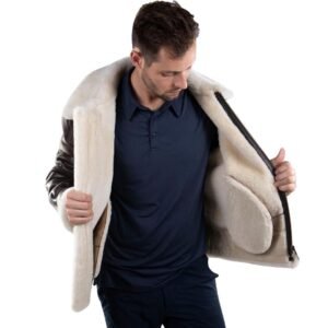 leather jacket with faux shearling fur